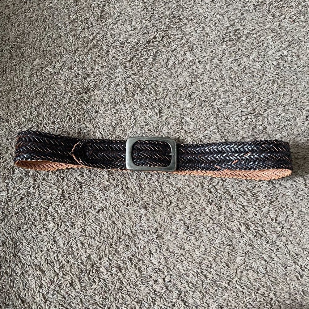 Braided brown leather boho belt 1X